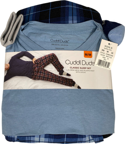 Cuddl Duds Men’s Blue Classic Sleep Set Long Sleeve Pajama Set - M