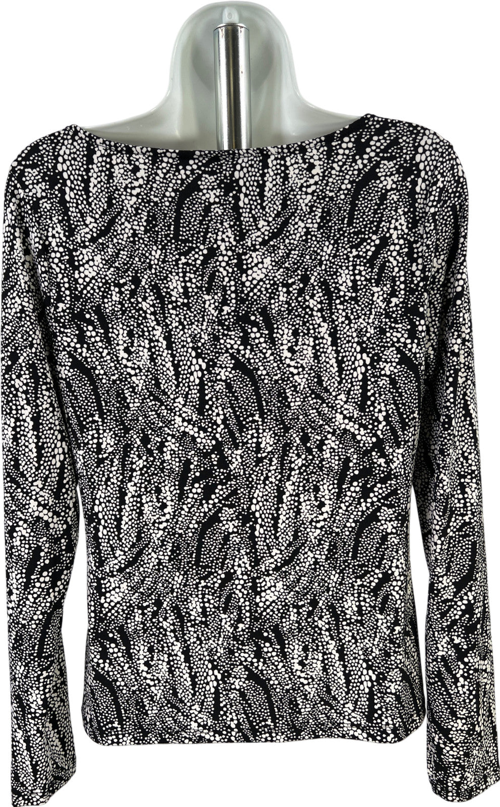 Tahari Women’s Black/White Long Sleeve Twist Front Blouse - M