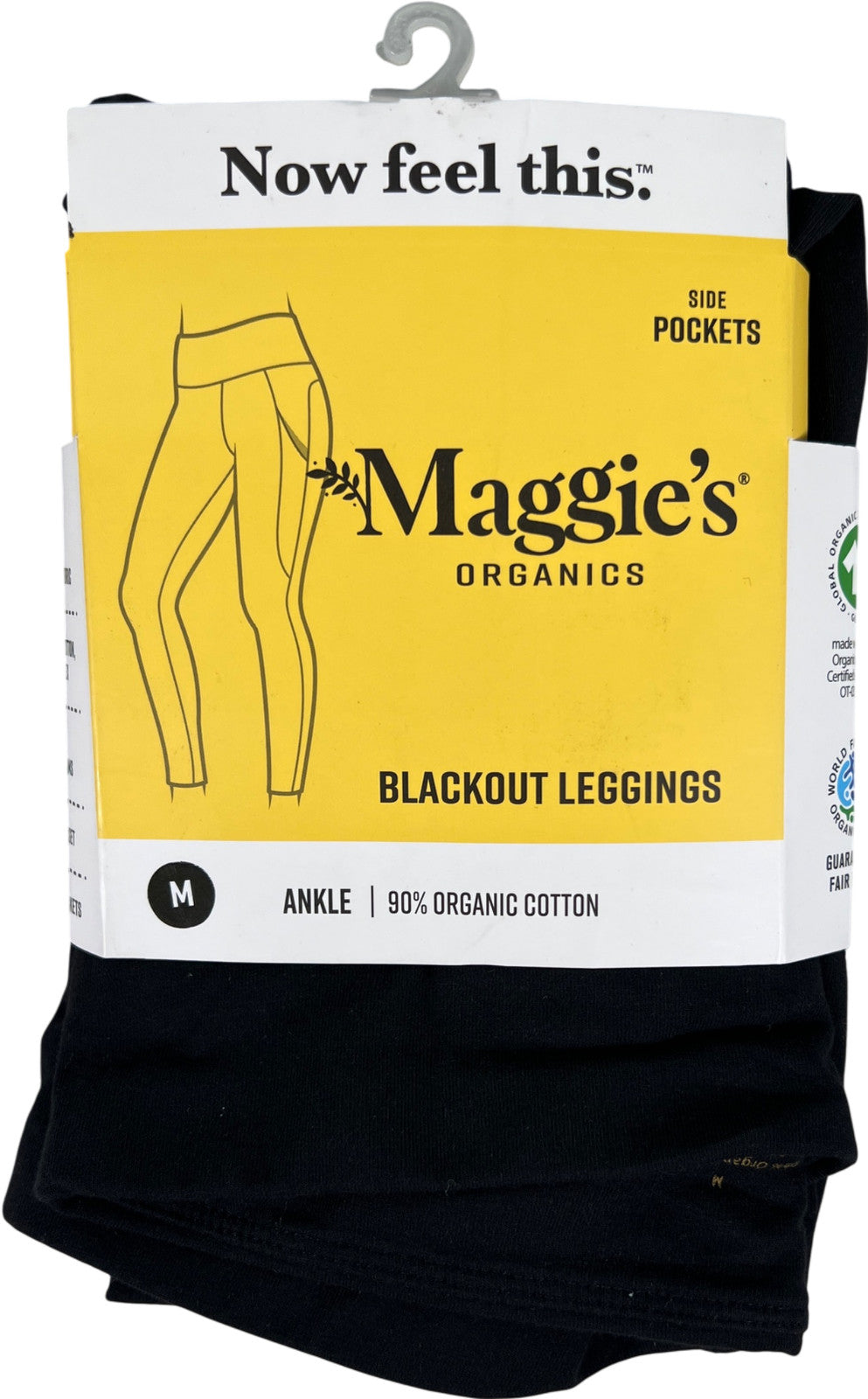 Maggies Organics Women’s Black Cotton Side Pocket Leggings - M