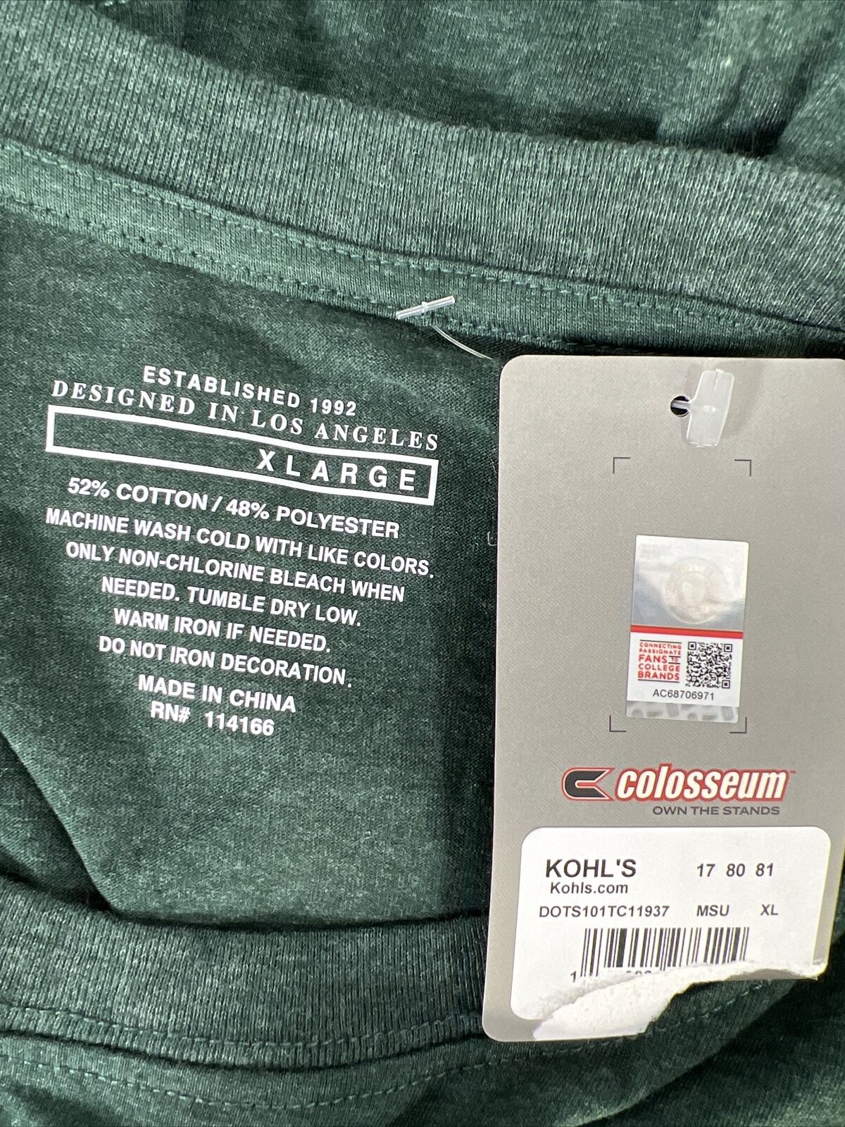 NEW Colosseum Men's Green Michigan State Spartans T-Shirt - XL
