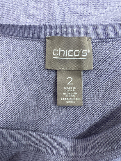 Chicos Women’s Purple 3/4 Slit Sleeve Thin Knit Shirt - 2/US L