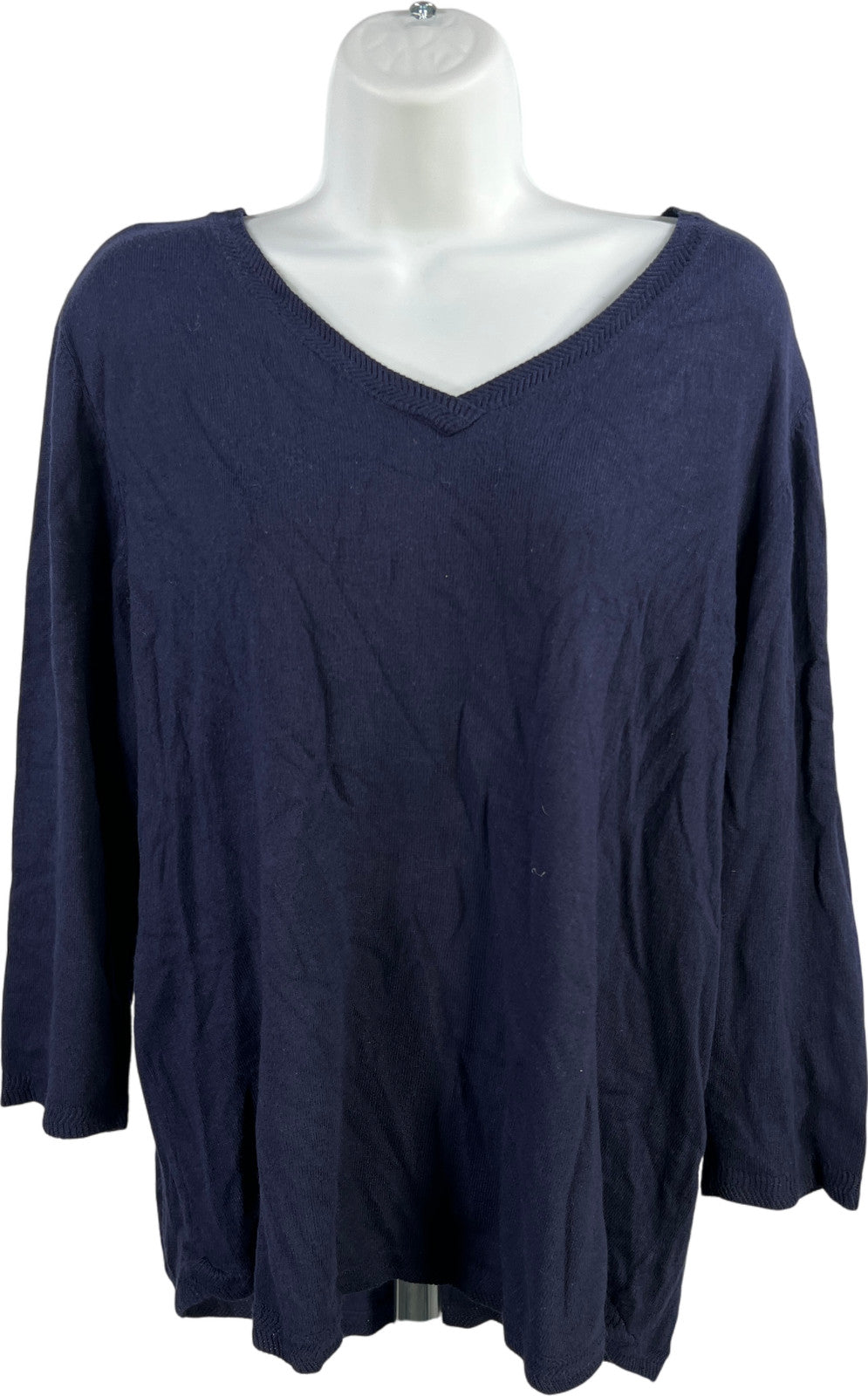 Chico’s Women’s Blue 3/4 Sleeve V-Neck Sweater - 3/US XL