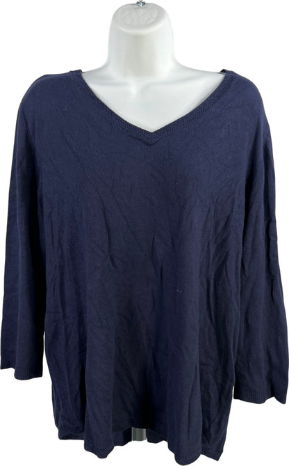 Chico’s Women’s Blue 3/4 Sleeve V-Neck Sweater - 3/US XL