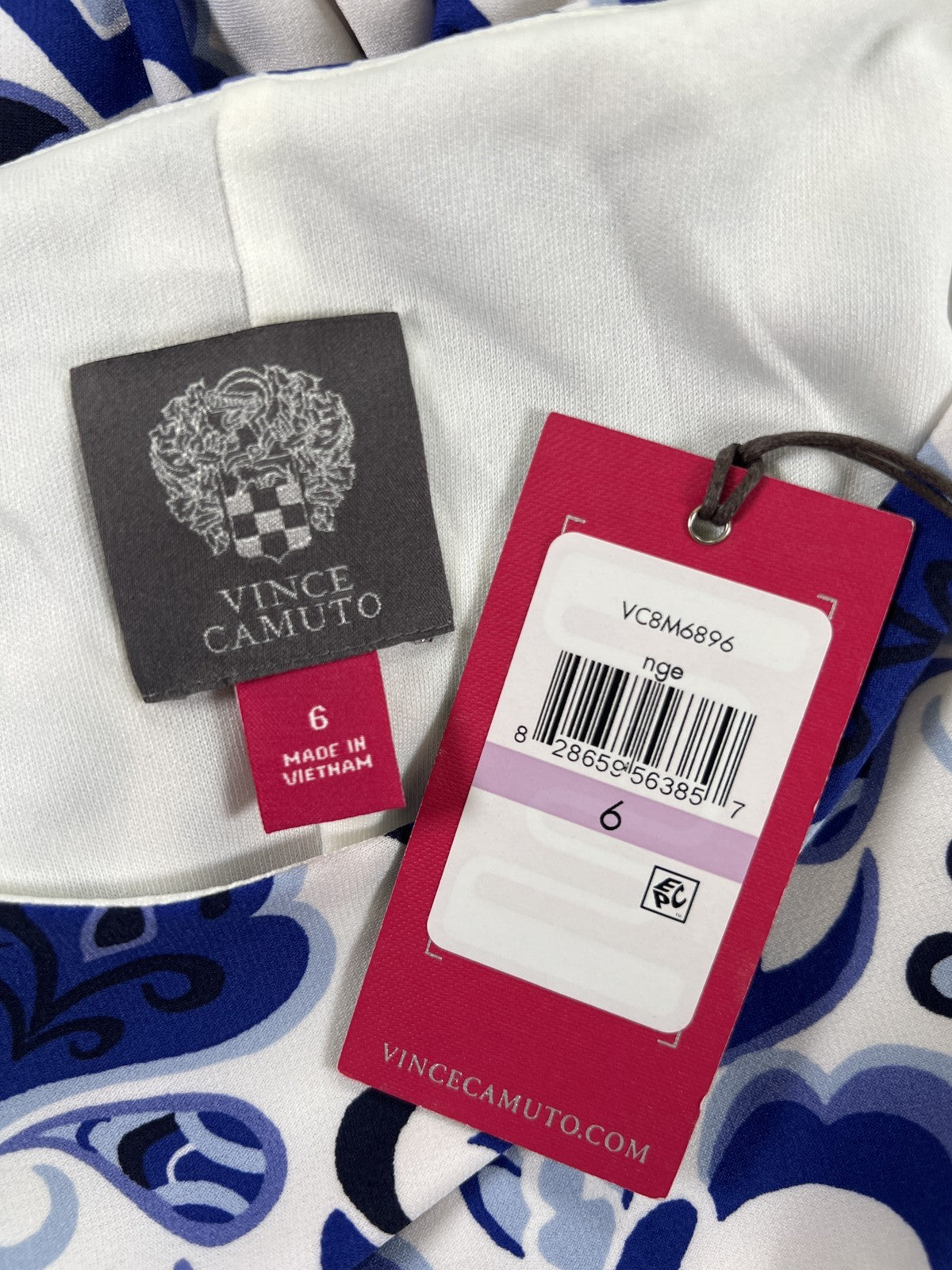 Vince Camuto Women’s Blue/Green Paisley 3/4 Sleeve Shift Dress - 6