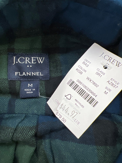 J.Crew Men’s Green/Blue Plaid Flannel Button Up Shirt - M