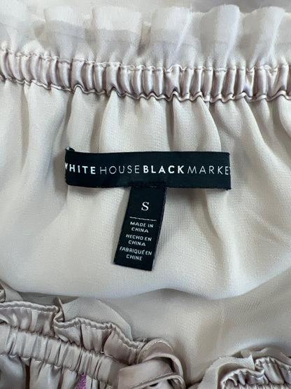 White House Black Market Women’s Beige/Purple Embroidered 3/4 Sleeve Blouse - S