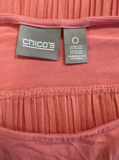 Chico’s Women’s Pink Pleated Back Short Sleeve T-Shirt - 0/US S