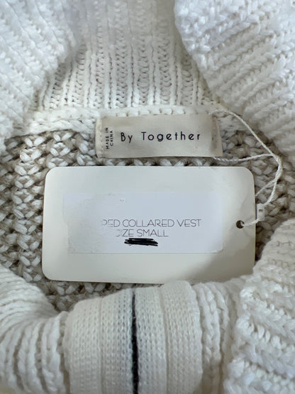 By Together Women’s White/Beige Sleeveless 1/4 Zip Sweater Vest - S