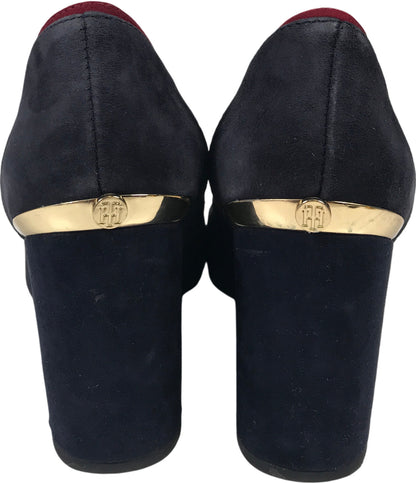 Tommy Hilfiger Women’s Navy Blue Suede Round Block Heels - 7.5