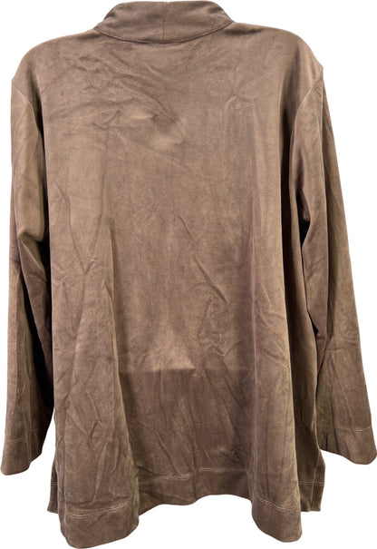 Pure Jill Women’s Brown Velour Long Sleeve V-Neck Shirt - XL Petite