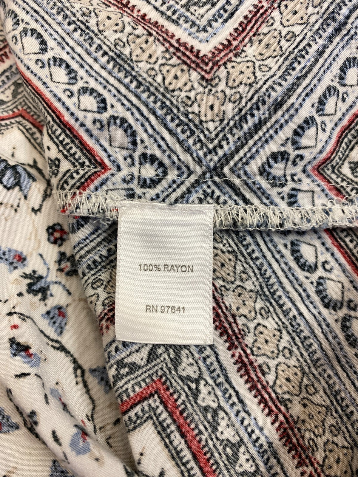 J.Jill Women’s White/Multicolor Button Back 3/4 Sleeve Shirt - M