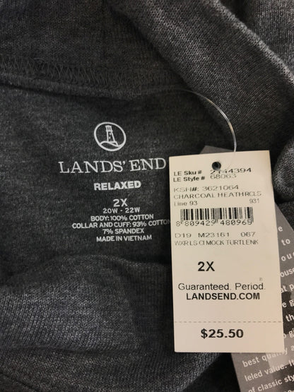 Lands End Lighthouse Women’s Gray Relaxed Turtleneck Long Sleeve Shirt - 2X Plus