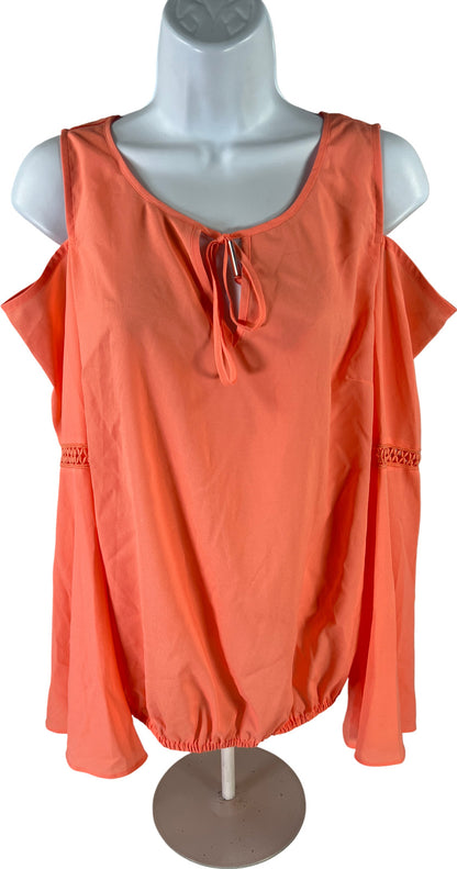 Bisou Bisou Women’s Coral Pink Coldshoulder Top - M