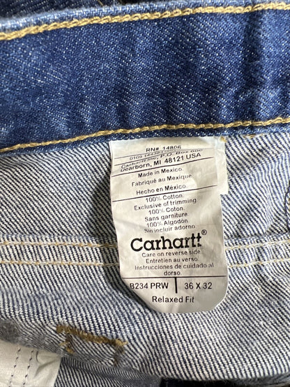 Carhartt Men's Medium Wash Relaxed Fit Straight Leg Jeans - 36x32