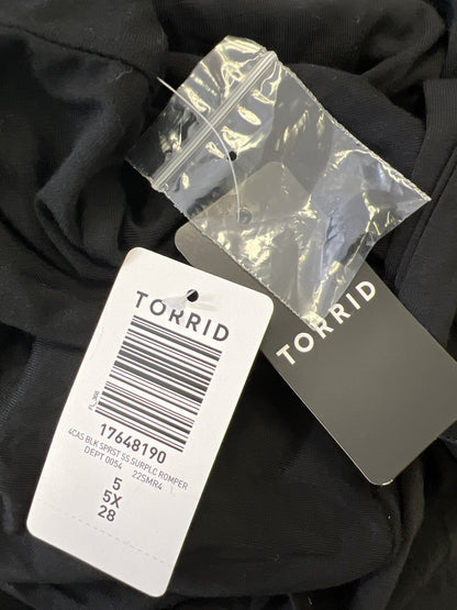 Torrid Women’s Black Short Sleeve Super Soft Knit V-Neck Short Romper - Plus 5