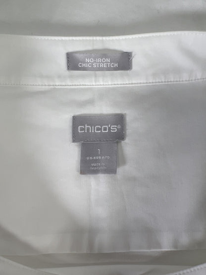 Chico’s Women’s White Non-Iron Chic Stretch Short Sleeve Shirt - 1/US 8/10