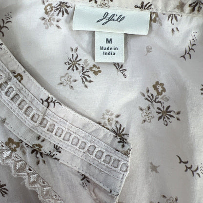 J. Jill Women's Beige Floral Button Up 3/4 Sleeve - M