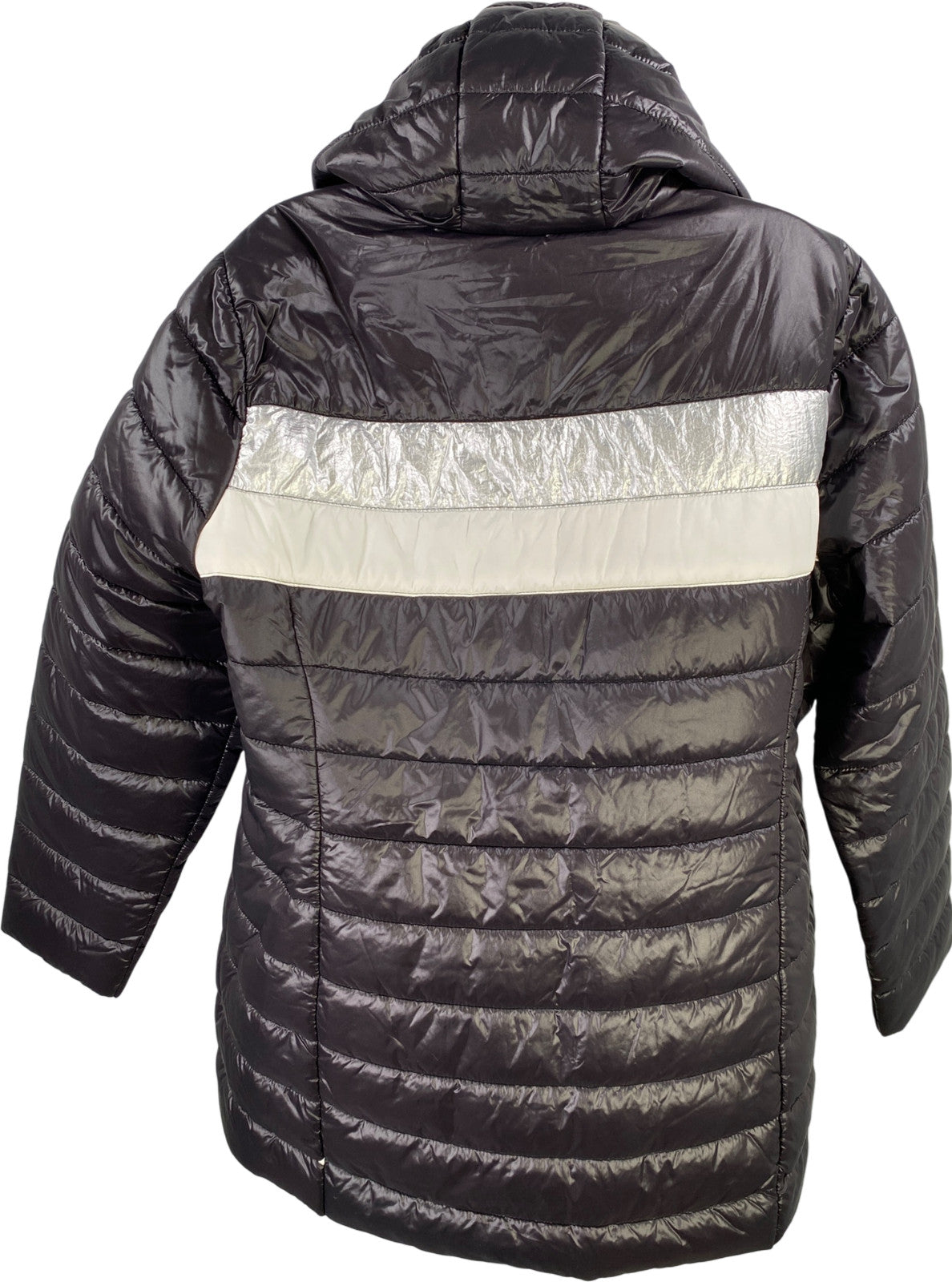 Torrid Women’s Black/Silver Full Zip Hooded Light Puffer Jacket - Plus 1