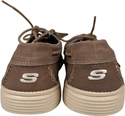 Skechers Men’s Brown Relaxed Fit Memory Foam Canvas Boat Shoes - 11