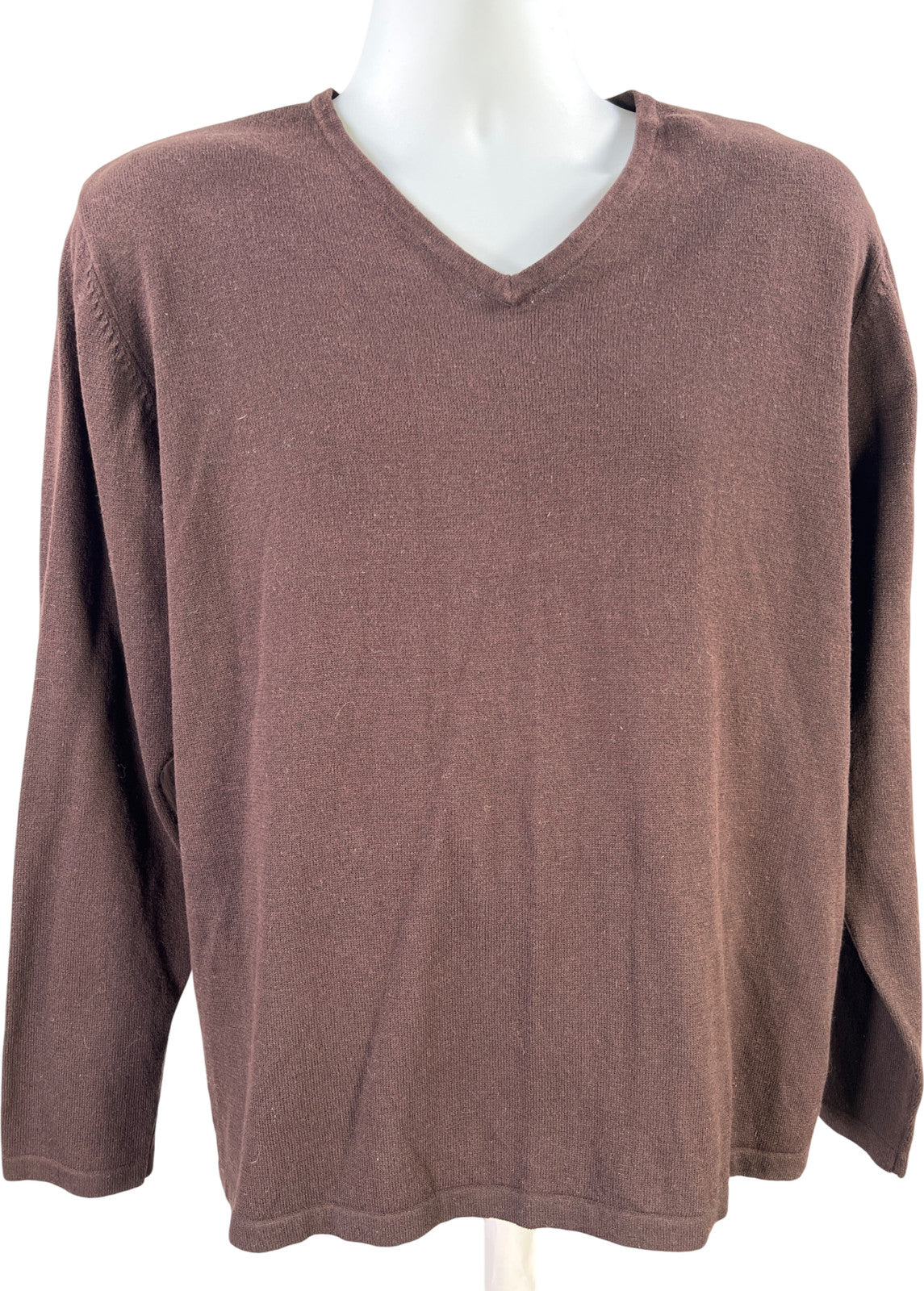 Reunion Men’s Brown Long Sleeve V-Neck Sweater - L
