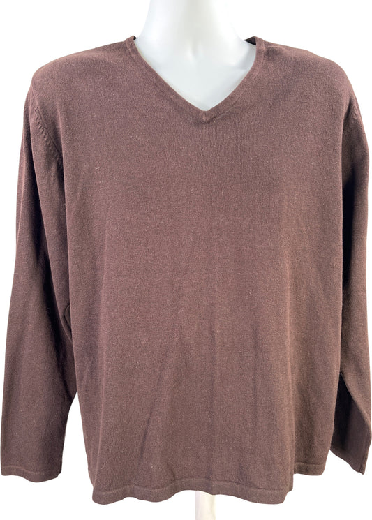 Reunion Men’s Brown Long Sleeve V-Neck Sweater - L