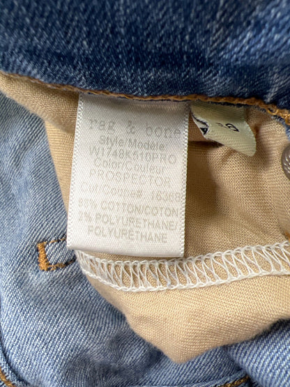 Rag and Bone Women’s Light Wash High Rise Stove Pipe Distressed Step Jeans - 28