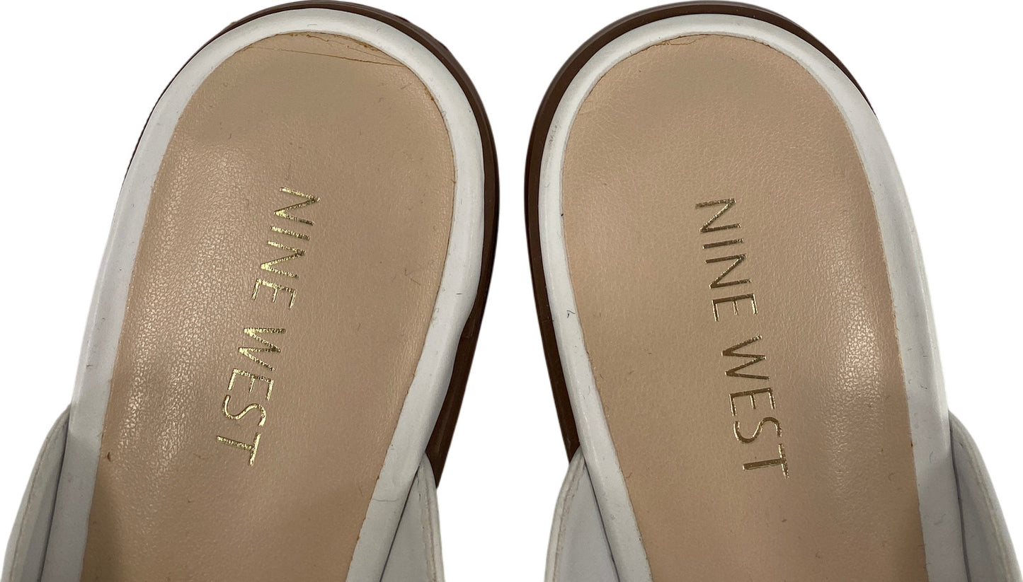 Nine West Women’s White Johnnie Slip On Low Heel Mules - 8.5