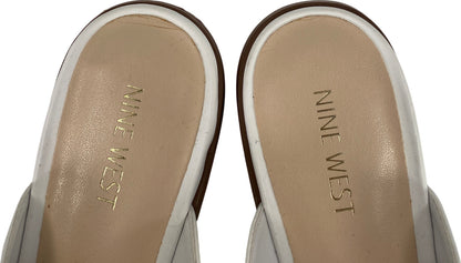 Nine West Women’s White Johnnie Slip On Low Heel Mules - 8.5