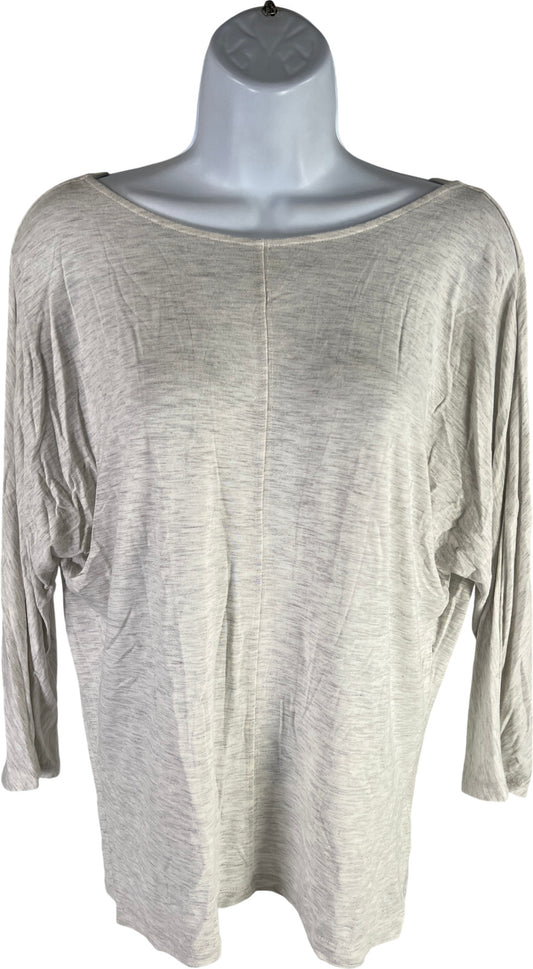 Tahari Women’s White/Gray Heathered 3/4 Sleeve T-Shirt - M
