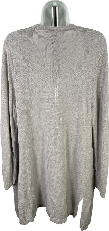 J.Jill Women’s Gray Thin Open Knit Long Cardigan Sweater - L Petite