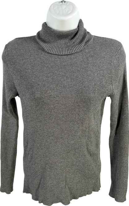 Chico’s Women’s Gray Ribbed Long Sleeve Mock Neck Sweater - 0/US S