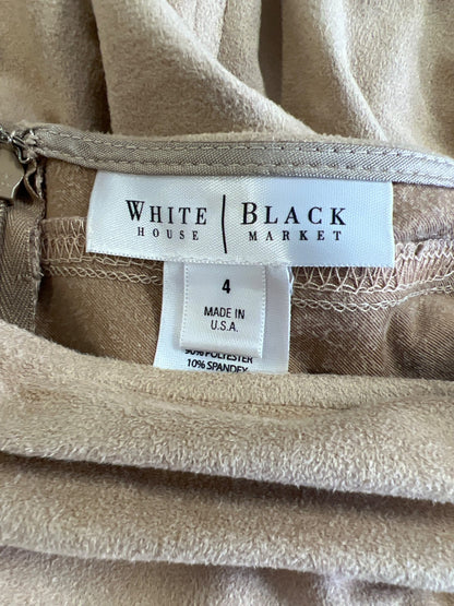 White House Black Market Women’s Beige Faux Suede Godet Midi Skirt - 4