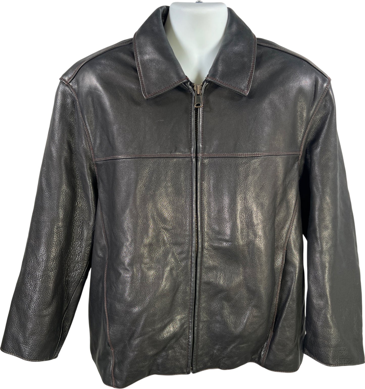 Marc New York Men’s Black Leather Full Zip Quilted Lined Jacket - XXL