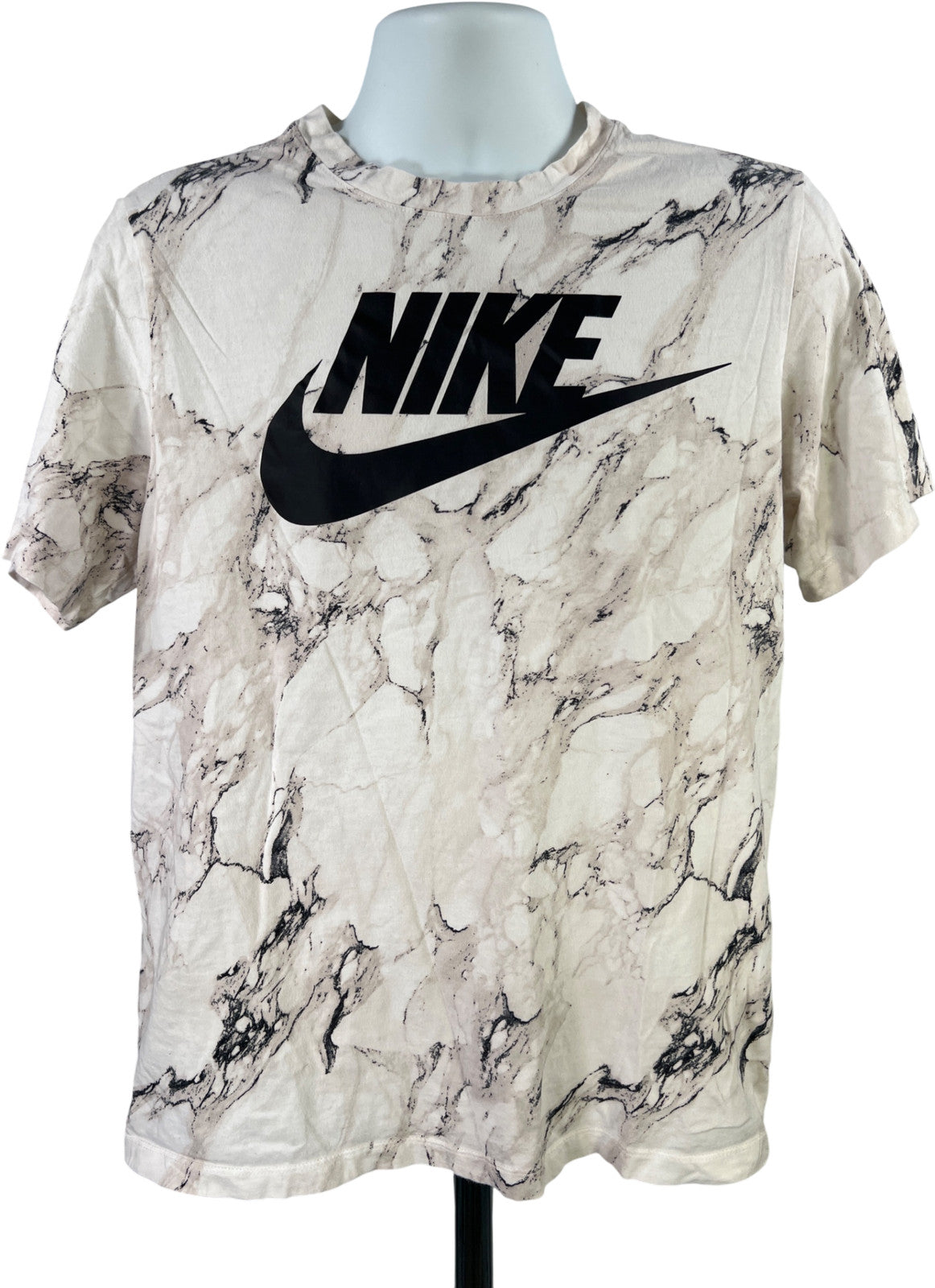 Nike Men’s White/Black Marbled Swoosh Short Sleeve T-Shirt - L