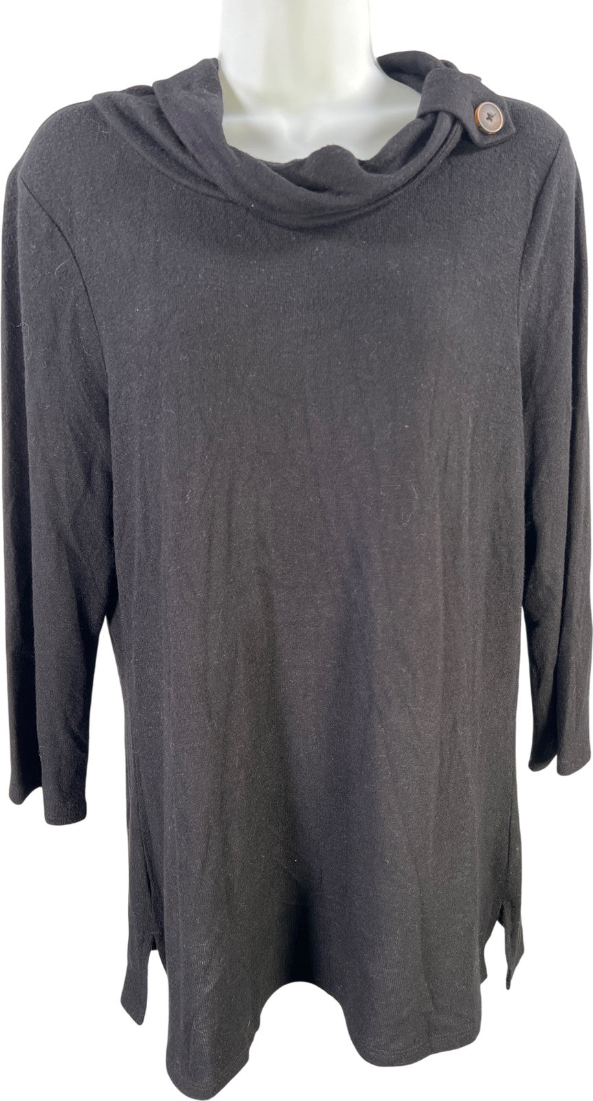 Chico’s Women’s Black 3/4 Sleeve Cowl Neck Sweater - 1/US M