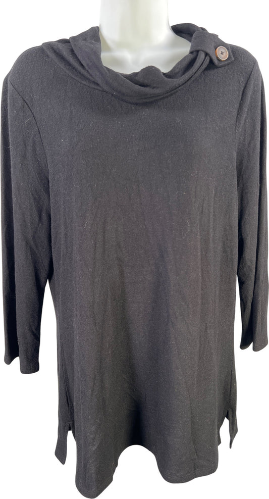 Chico’s Women’s Black 3/4 Sleeve Cowl Neck Sweater - 1/US M