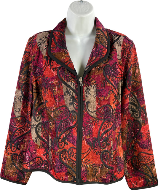 Christopher and Banks Red/Black Textile Reversible Full Zip Jacket - L