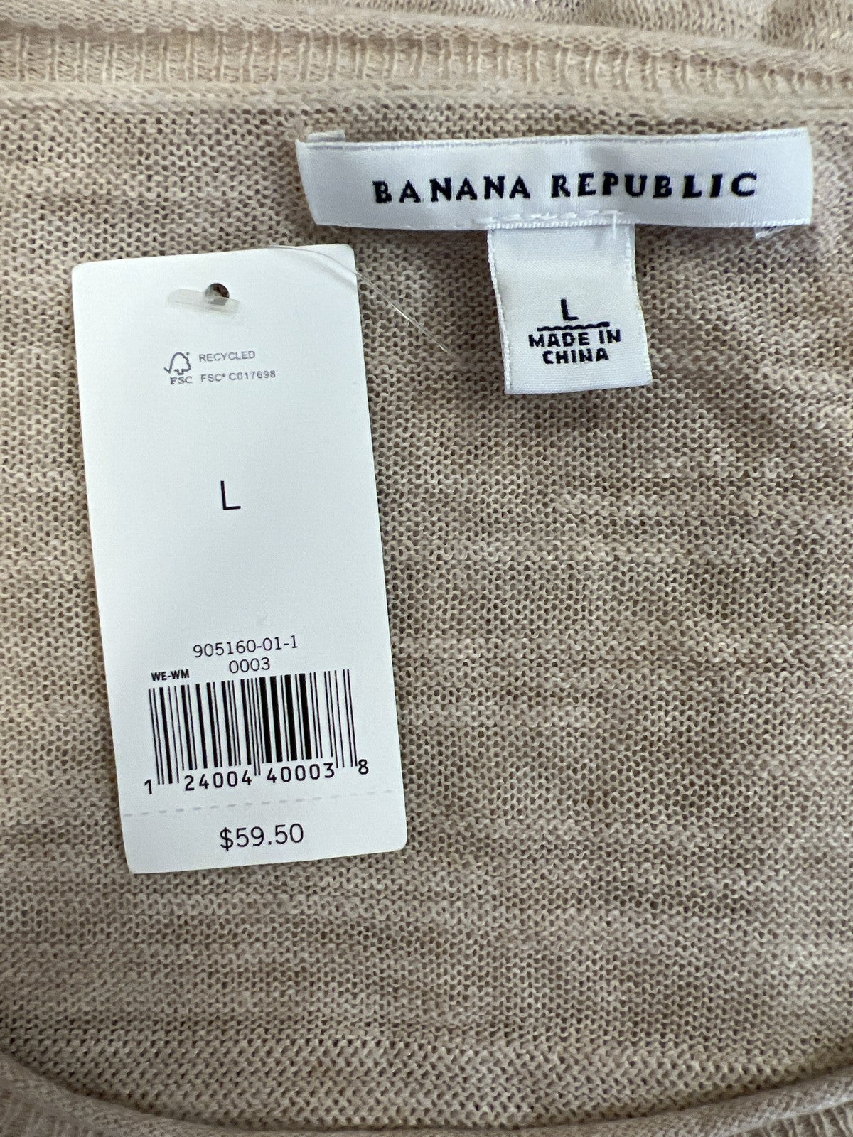 Banana Republic Women’s Beige/Tan Striped Long Sleeve Thin Knit Sweater - L