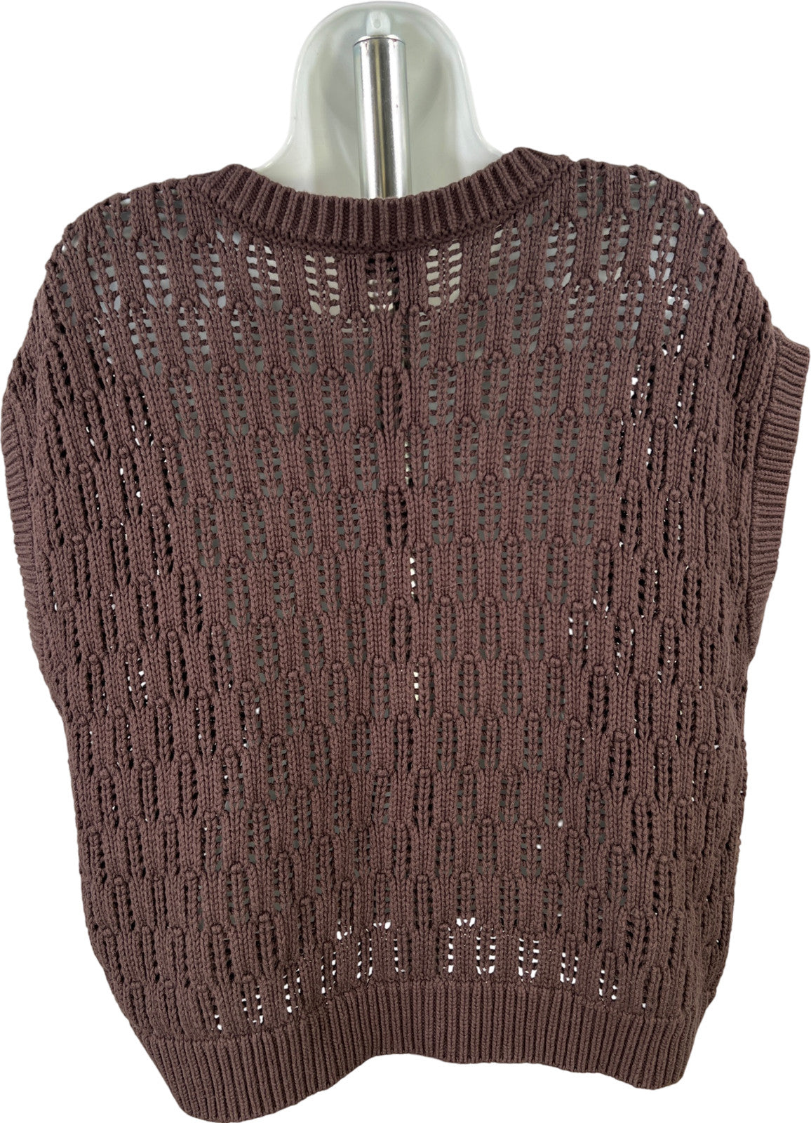 Evereve Women’s Brown Open Knit Short Cap Sleeve Sweater - L