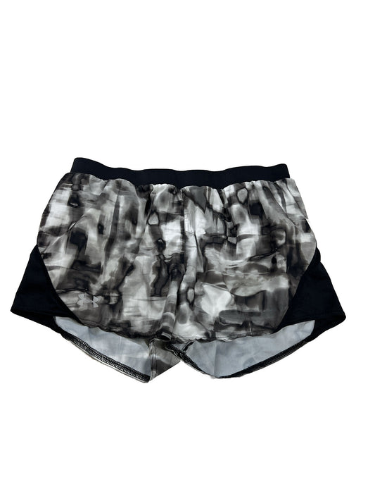 Under Armour Pantalones cortos deportivos para correr con forro Flyby negro/gris para mujer - L