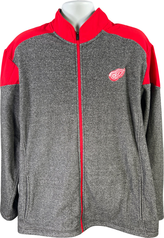 NHL Official Licensed Men’s Gray Detroit Red Wings 1/4 Zip Fleece Jacket - 2XL