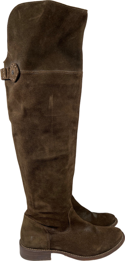 Frye Women’s Green Suede Shirley Over The Knee Tall Fashion Boots - 8.5