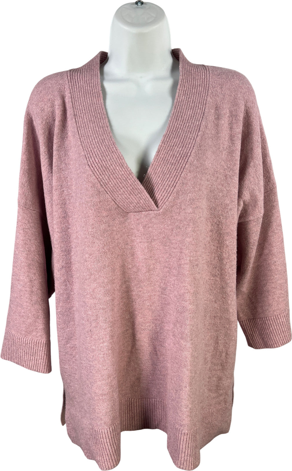 J.Jill Women’s Pink 1/2 Sleeve V-Neck Pullover Sweater - L