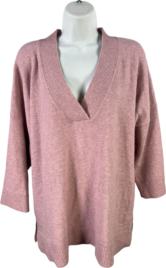 J.Jill Women’s Pink 1/2 Sleeve V-Neck Pullover Sweater - L