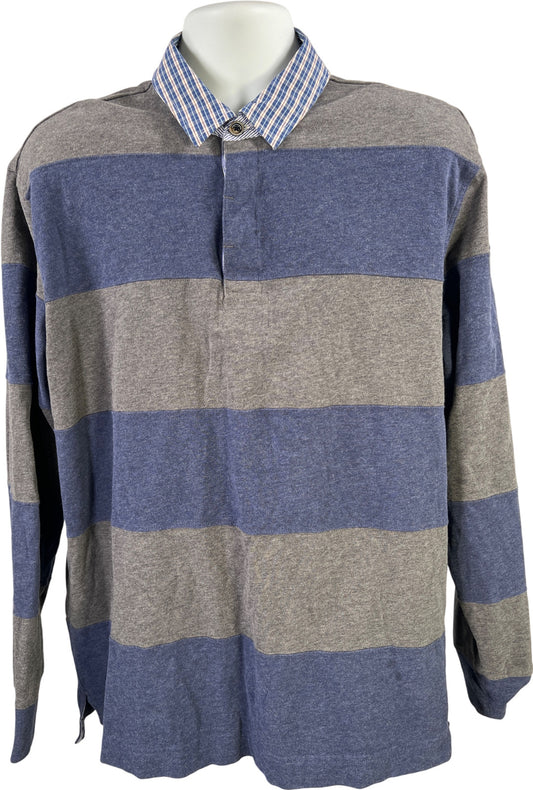 Johnston and Murphy Men’s Gray/Blue Striped Collared Shirt - XL
