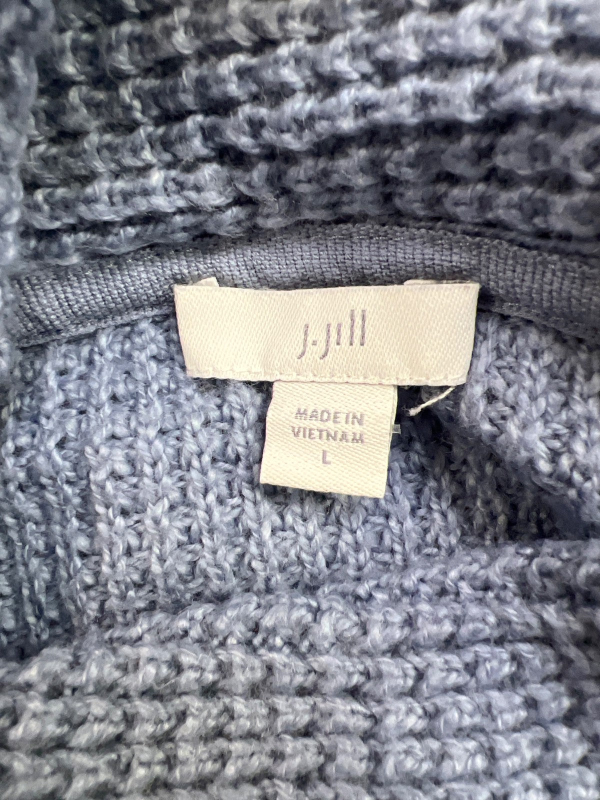 J.Jill Women’s Blue Waffle Knit Cowl Neck Long Sleeve Sweater - L