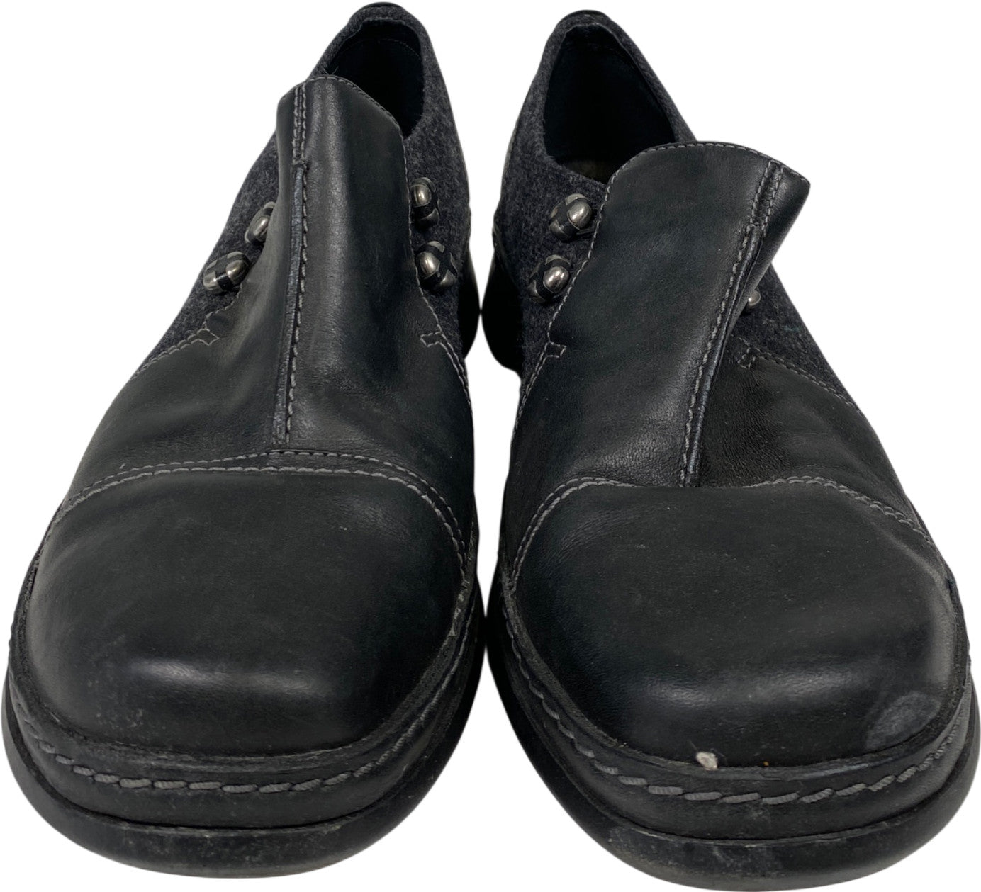 Clarks Women’s Black Leather Certina Ease Slip On Walking Shoes - 8