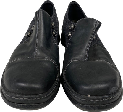 Clarks Women’s Black Leather Certina Ease Slip On Walking Shoes - 8