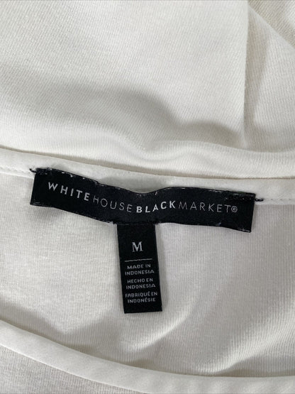 White House Black Market Women's White 3/4 Sleeve T-Shirt - M