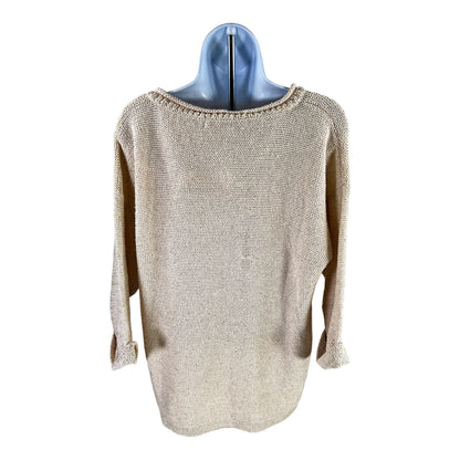 DKNY Women’s Gold Sequin 1/2 Sleeve Knit Sweater - XL